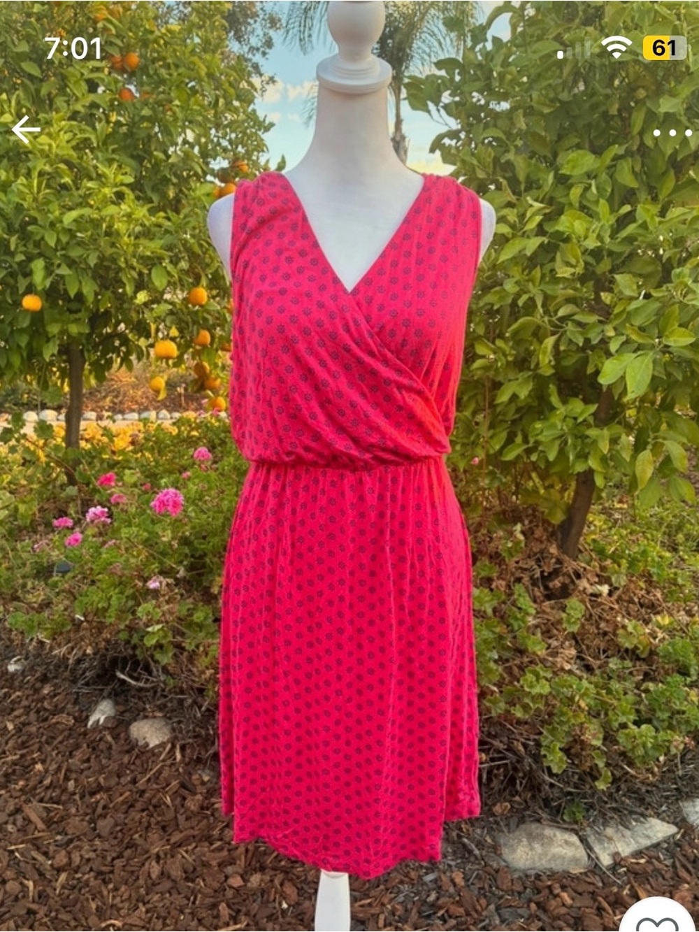 NWT Old Navy Pink Floral Sleeveless Faux Wrap Fit & Flare Sundress Keyhole Back